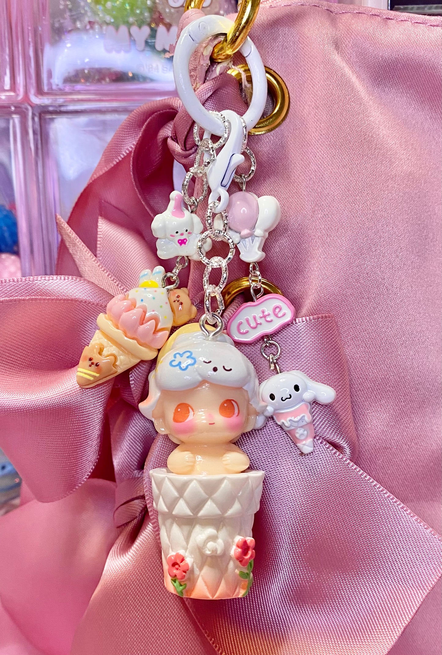 White Ice Cream Boy Keychain