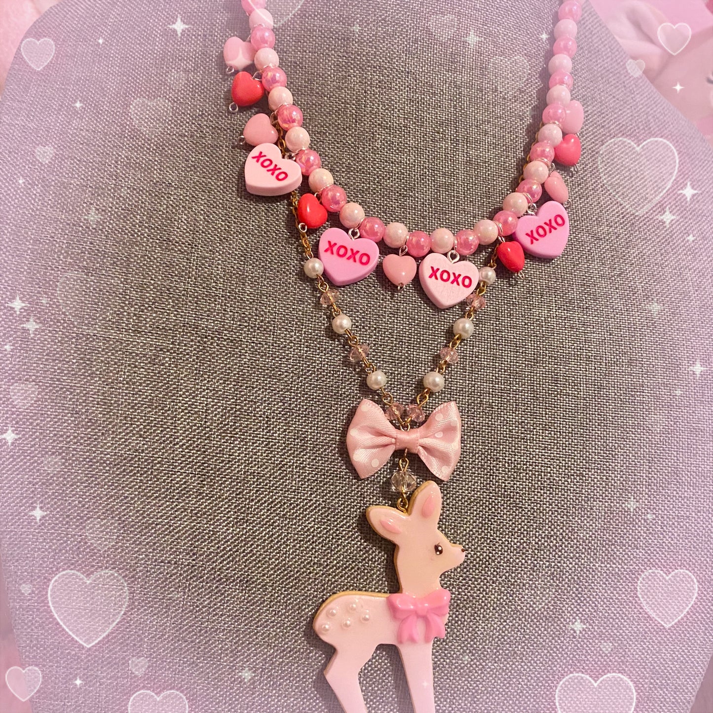 Pink Conversation Hearts Necklace