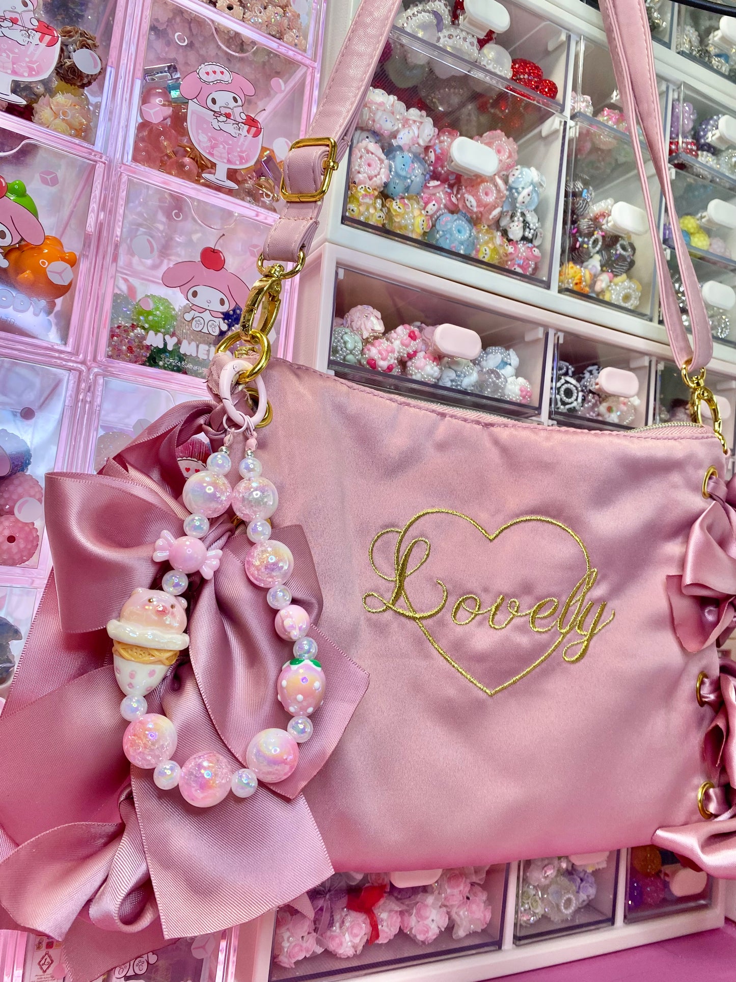 Ice Cream Pig Keychain