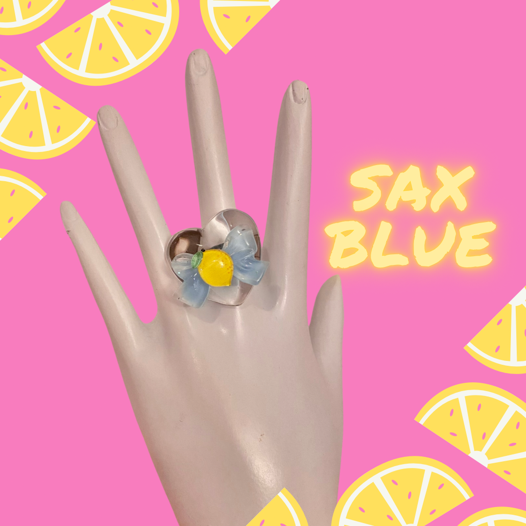 Clear Lemon Heart Bow Ring