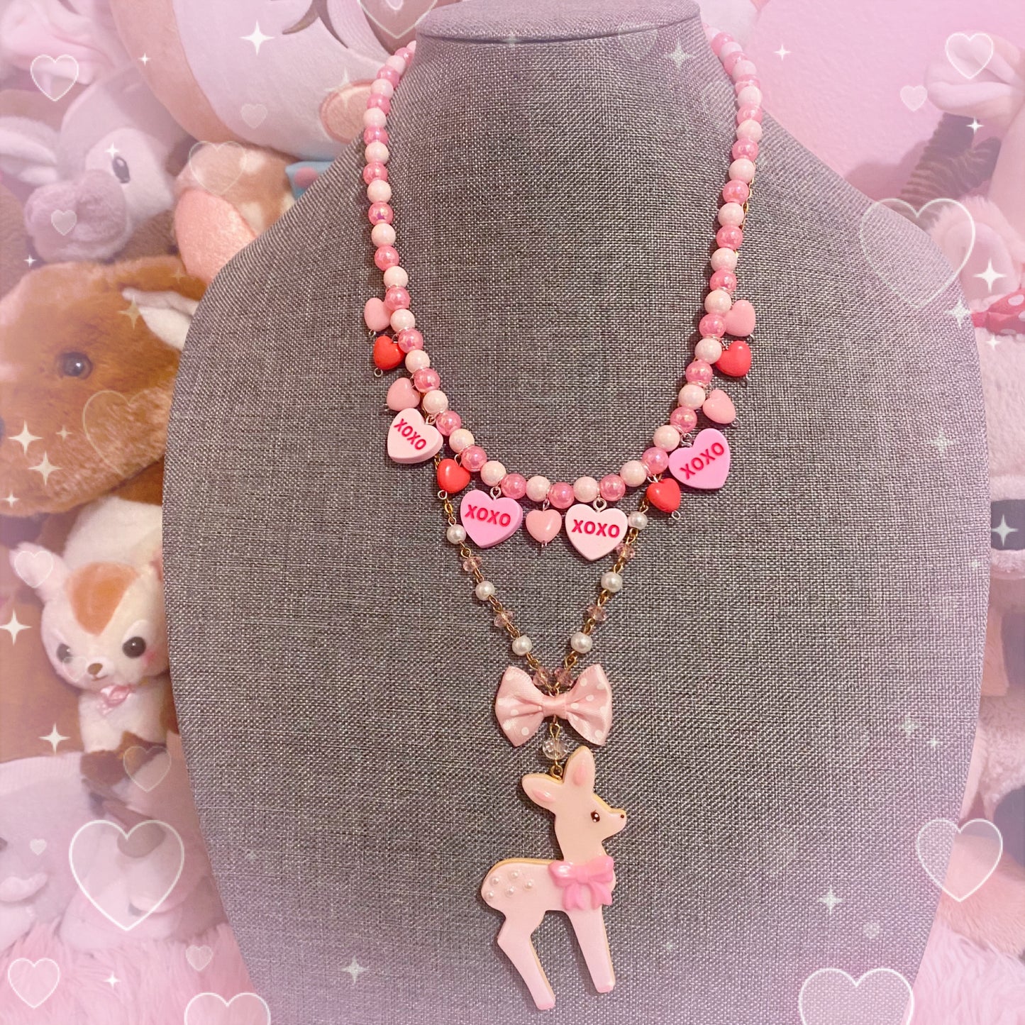 Pink Conversation Hearts Necklace