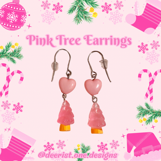 Pink Tree Earrings