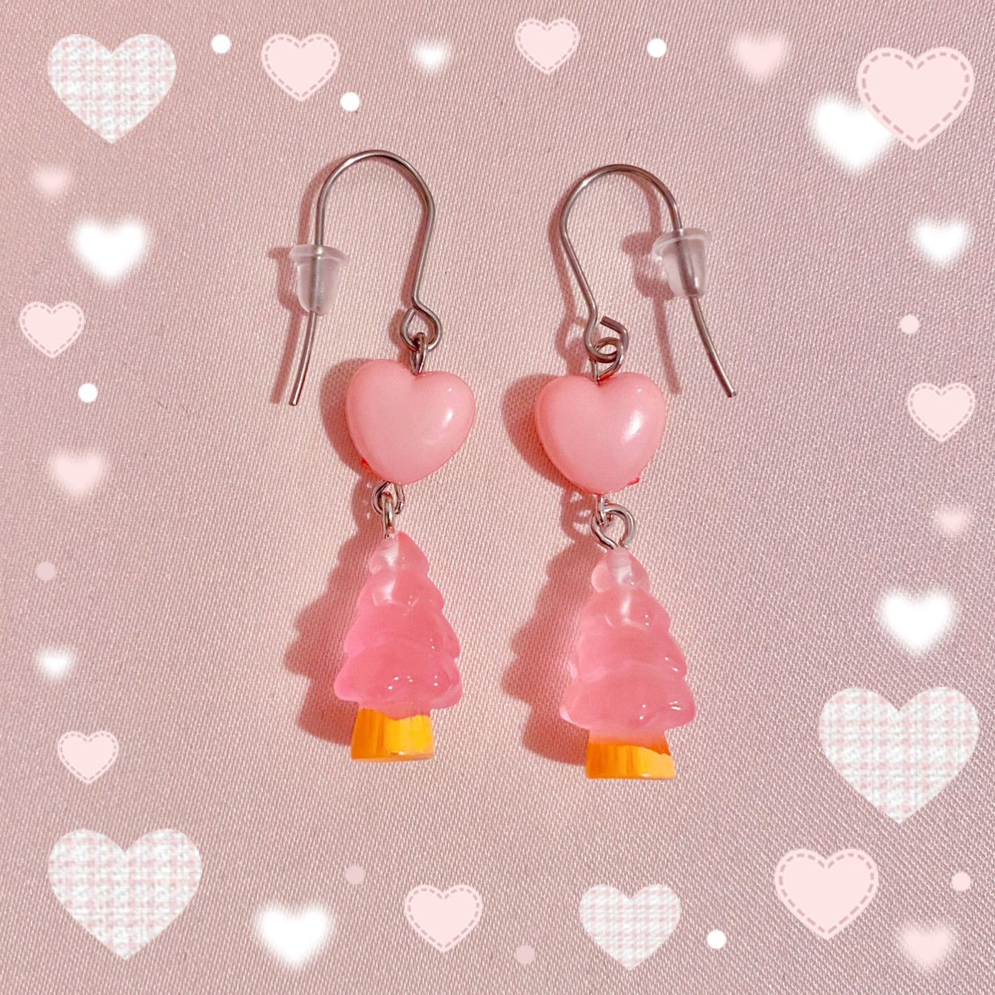 Pink Tree Earrings