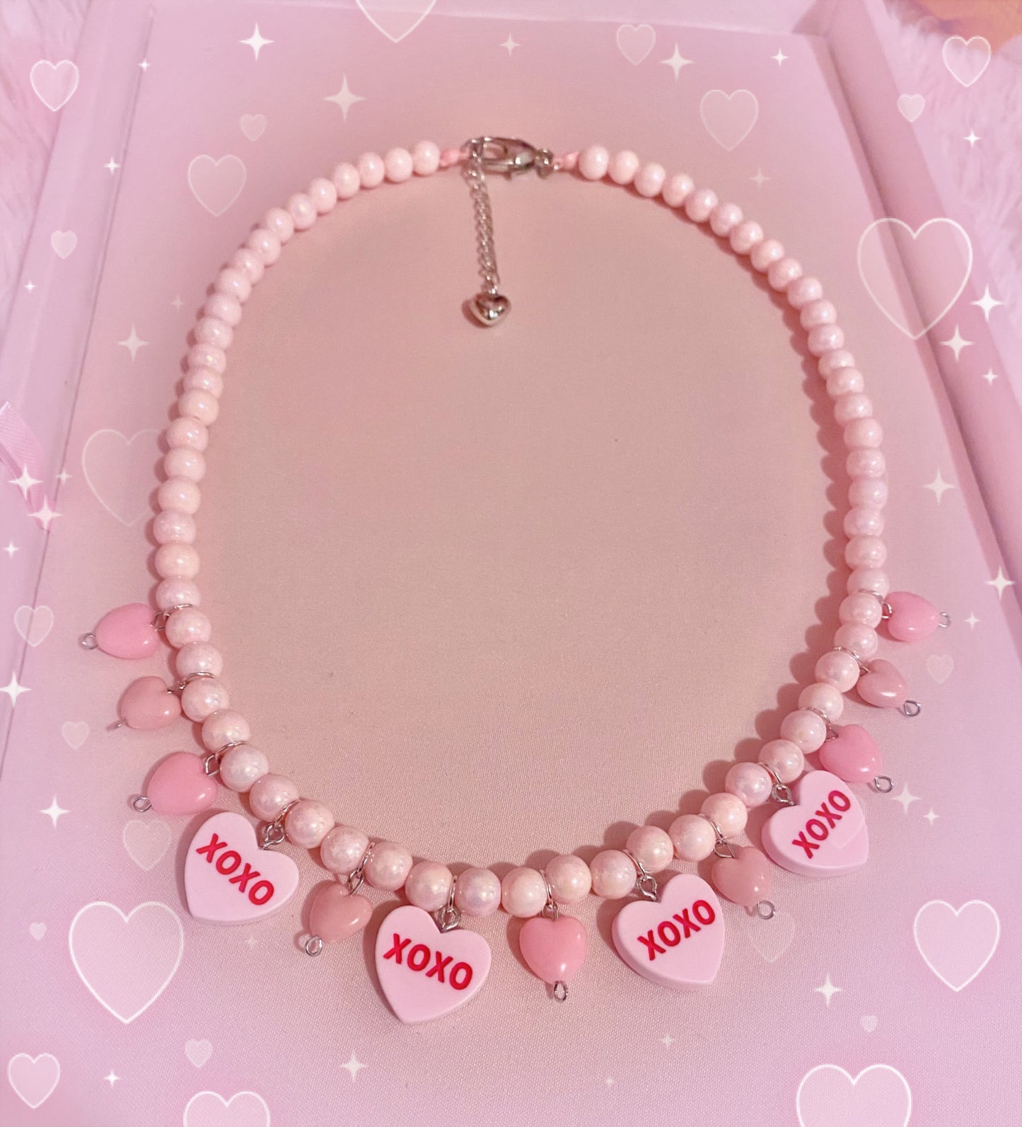 Pink Conversation Hearts Necklace