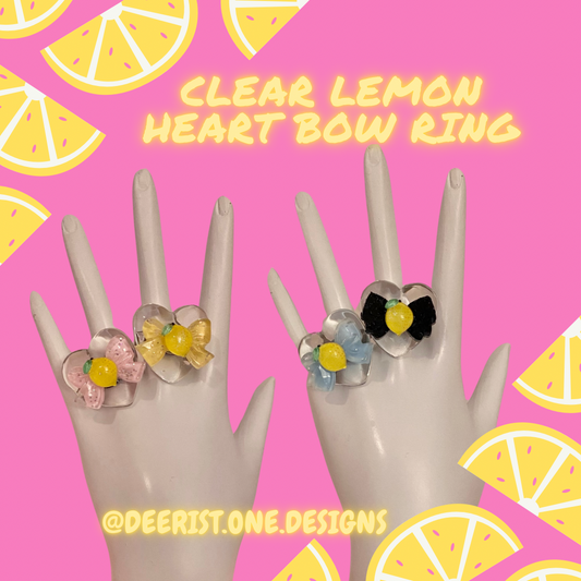 Clear Lemon Heart Bow Ring