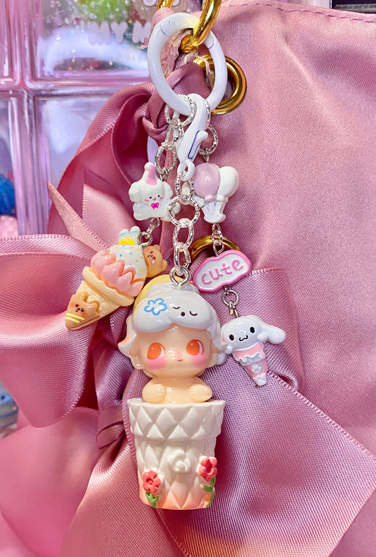White Ice Cream Boy Keychain