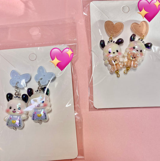 Black and White Puppy Earrings