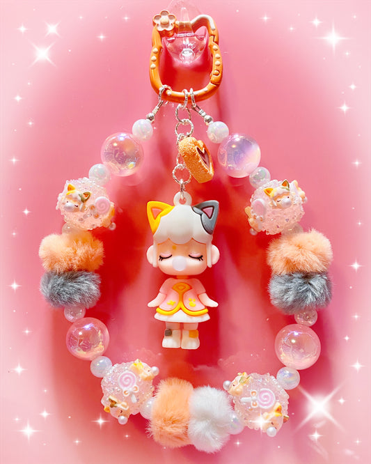 Calico Kitty Girl Keychain