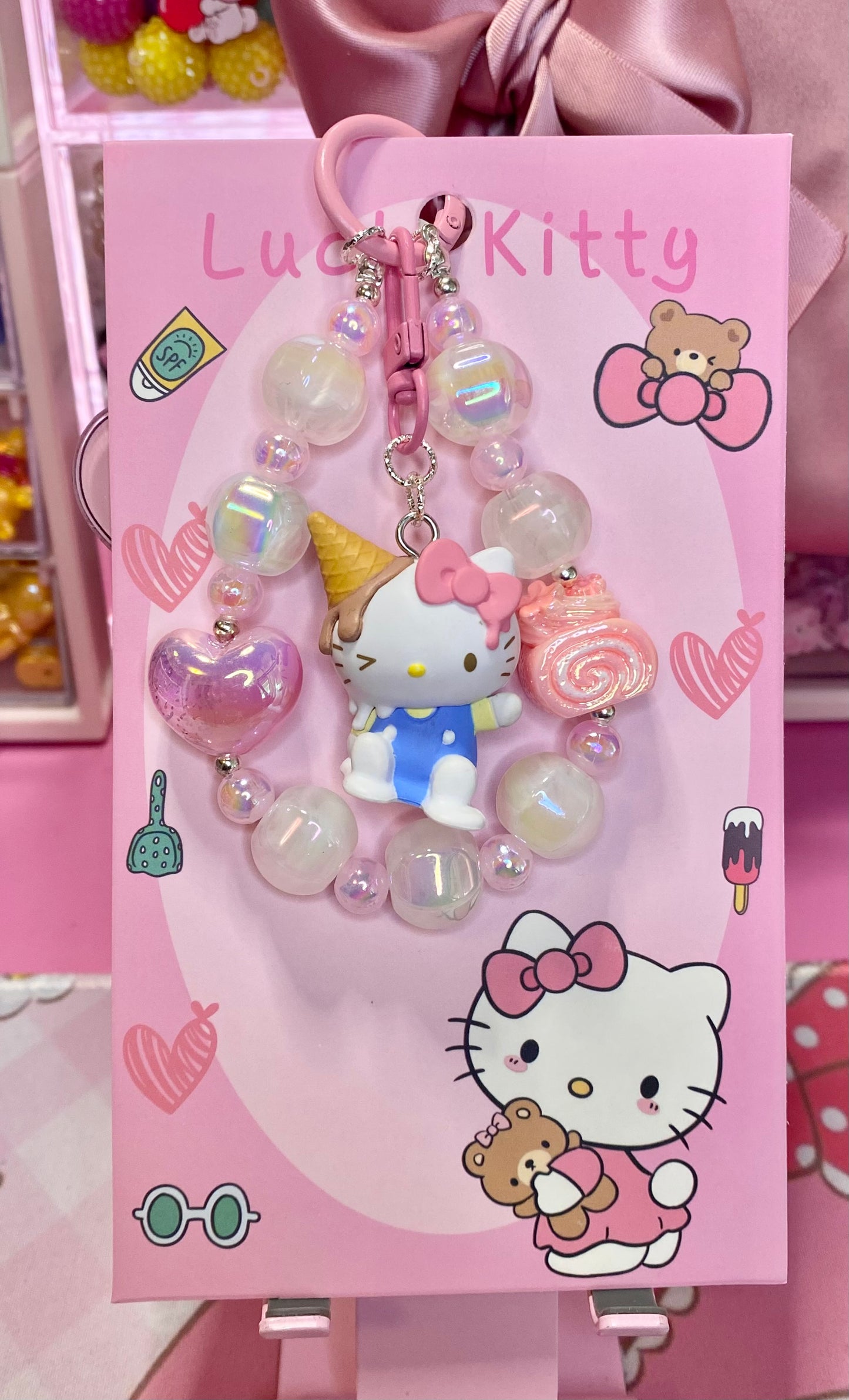 Ice Cream Kitty Keychain