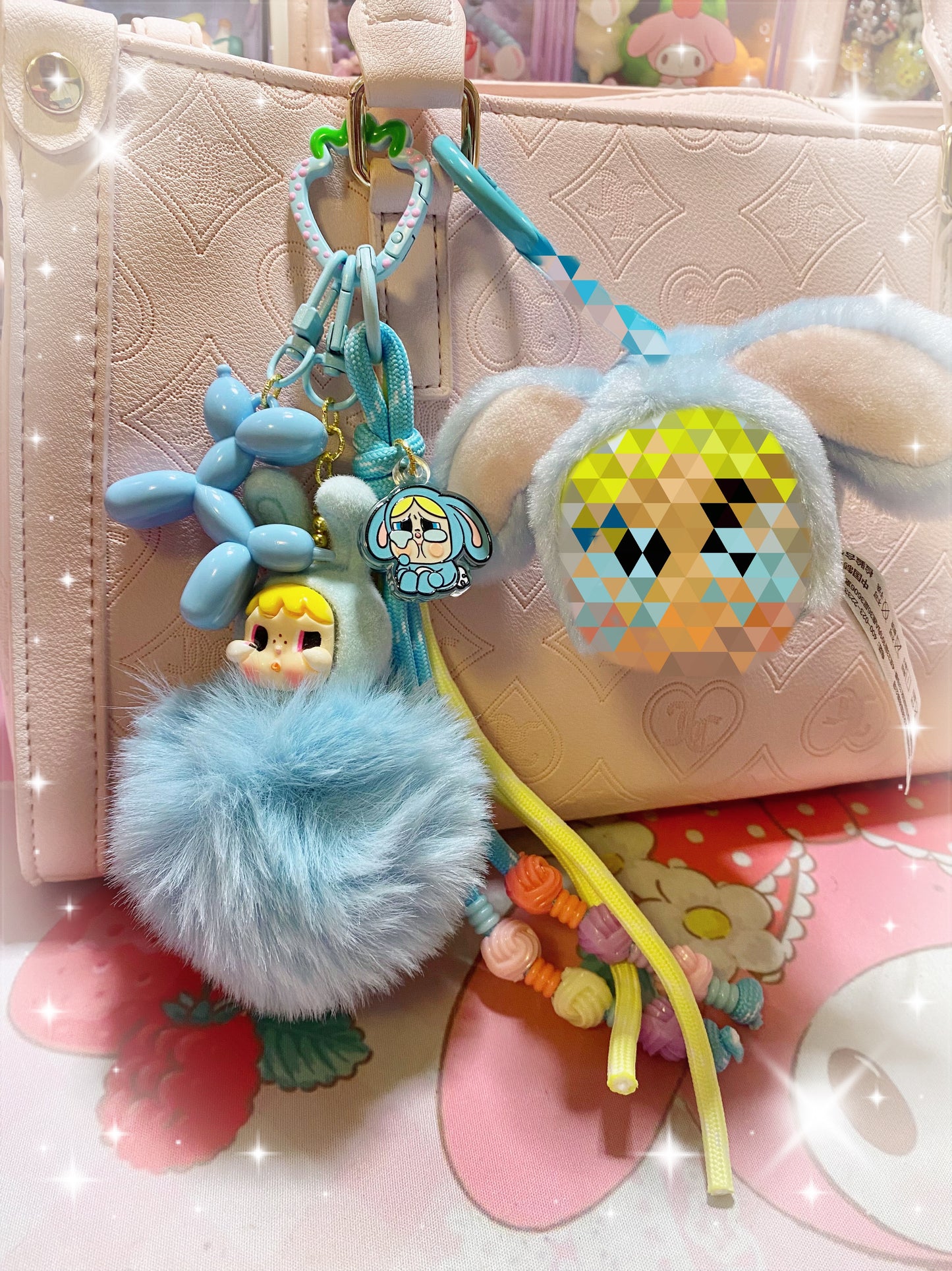 Puffy Crying Bunny Keychain