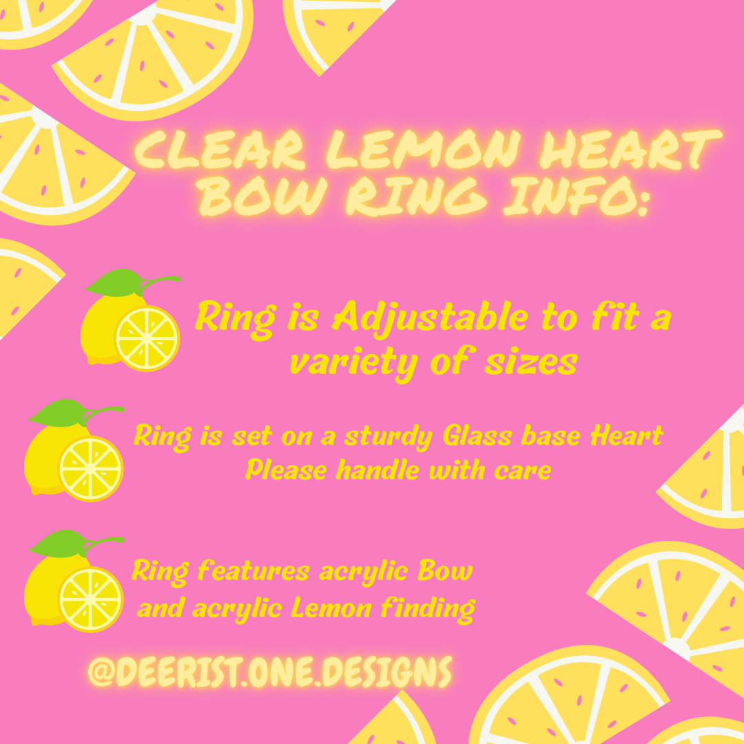Clear Lemon Heart Bow Ring