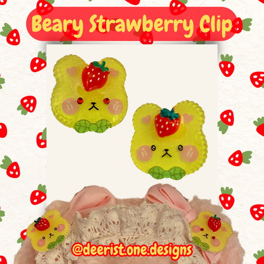 Beary Strawberry Clip