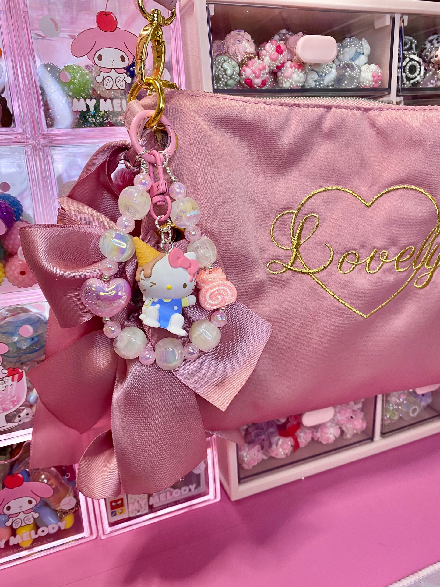 Ice Cream Kitty Keychain