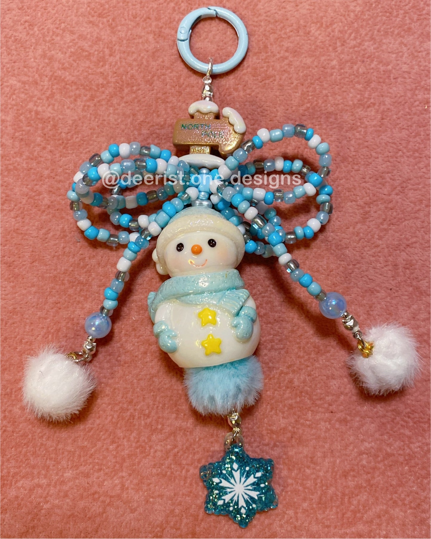 Snowman Bow Bag Charm