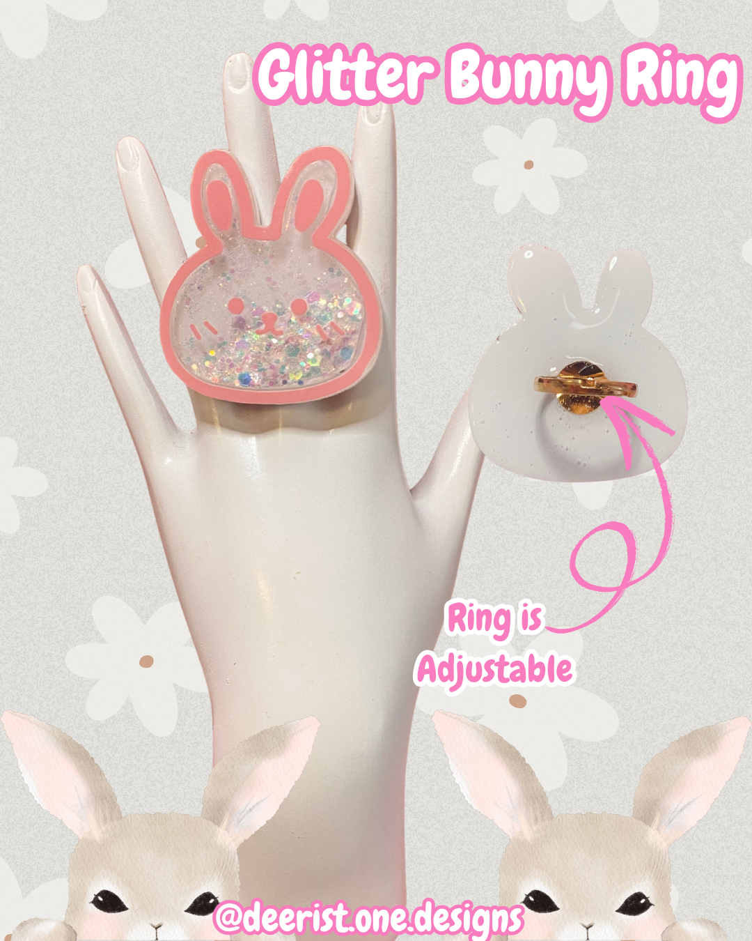 Glitter Bunny Ring