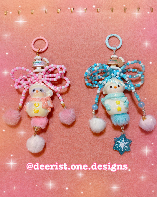 Snowman Bow Bag Charm