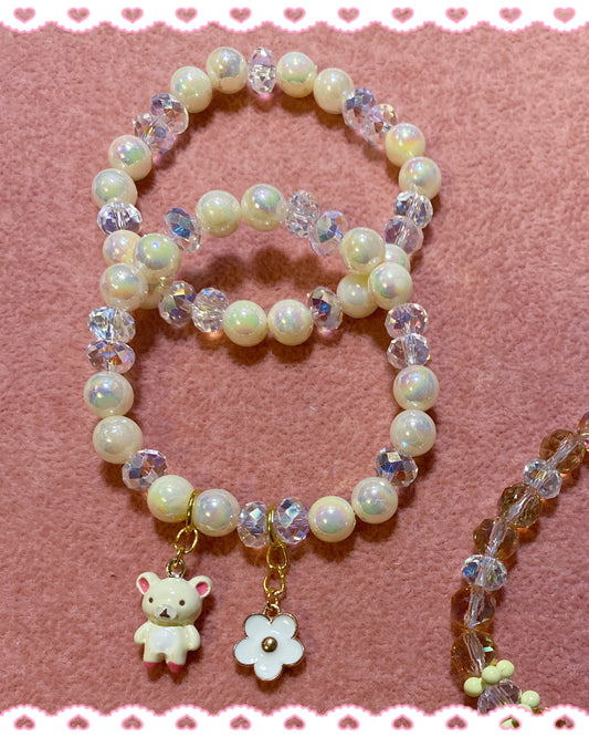 Cream Bear Bracelet Set