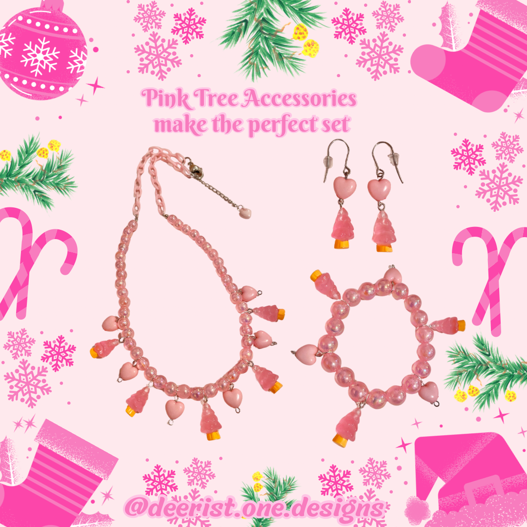 Pink Tree Earrings