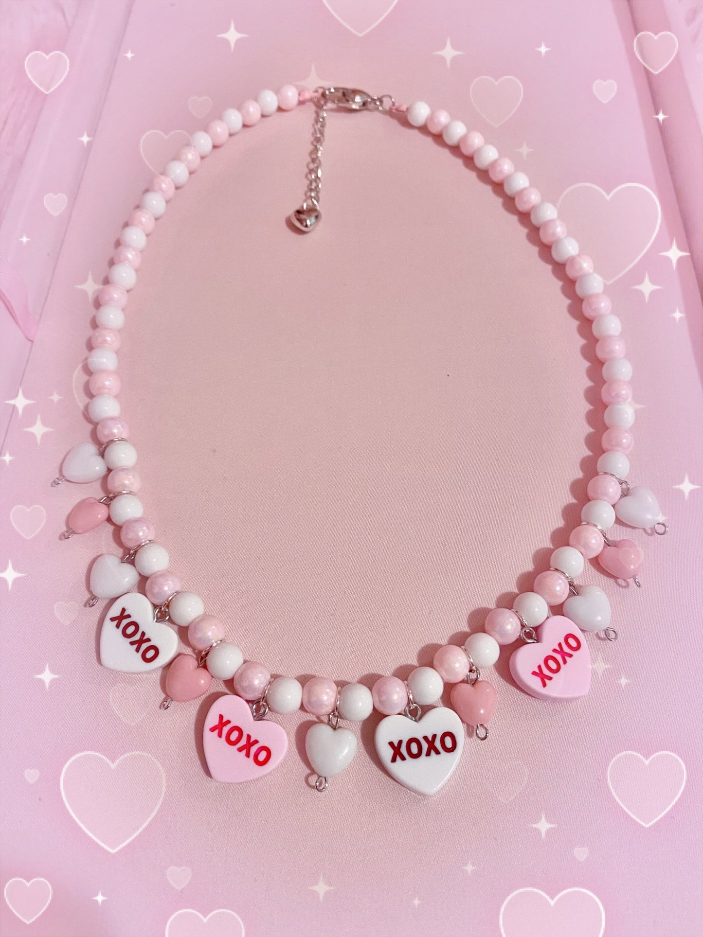 Pink Conversation Hearts Necklace
